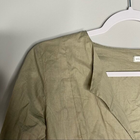 Seafolly Green Swimsuit Coverup Tie Front Shirt - Picture 2 of 9